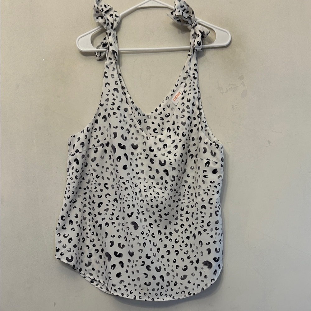Renee C. Black and White Animal Print Camisole Size L EUC